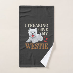 Westie Dog Love Typography Hand Towel