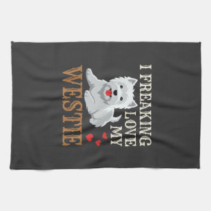Westie Dog Love Typography Kitchen Towel