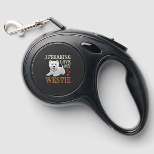 Westie Dog Love Typography Retractable Pet Leash
