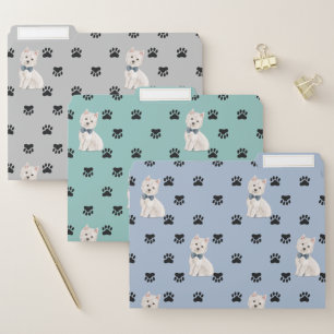 Westie Dog Paw Prints Pattern File Folder