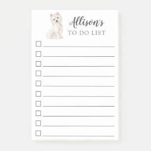 Westie Dog Personalized To Do List Post-it Notes