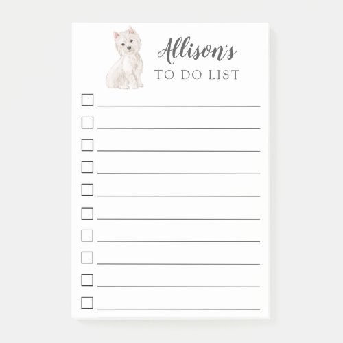 Westie Dog Personalized To Do List Post_it Notes