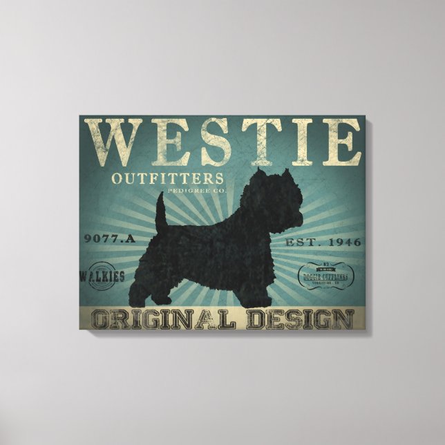 Westie Dog Rustic Art Canvas (Front)