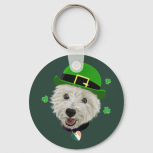 Westie Dog Saint Patrick's Day Irish Flag Keychain