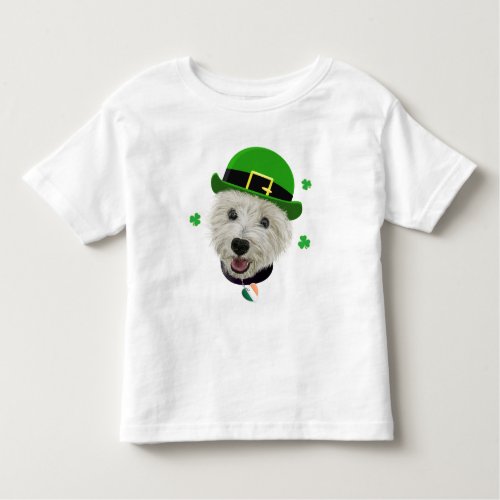 Westie Dog Saint Patricks Day Irish Flag Toddler T_shirt
