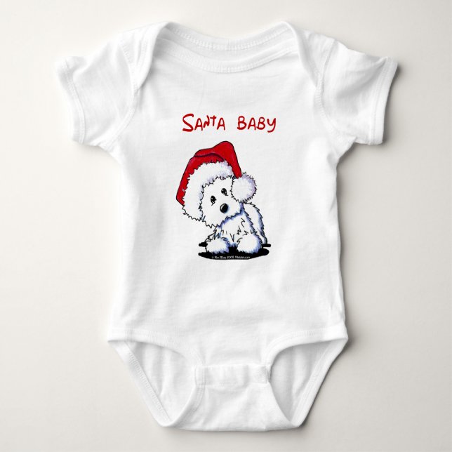 Westie Dog SANTA BABY Apparel (Lights) Baby Bodysuit (Front)