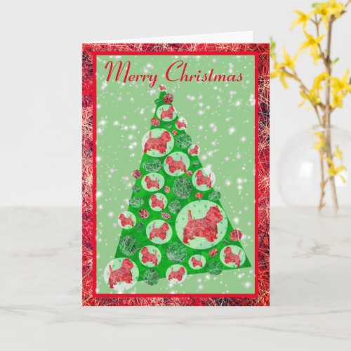Westie Dog Silhouette Christmas Tree Decoration Card