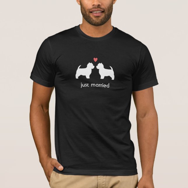 Westie Dog Silhouettes with Heart and Text T-Shirt (Front)
