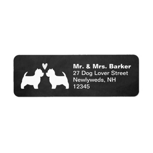 Westie Dog Silhouettes with Heart Return Address Label