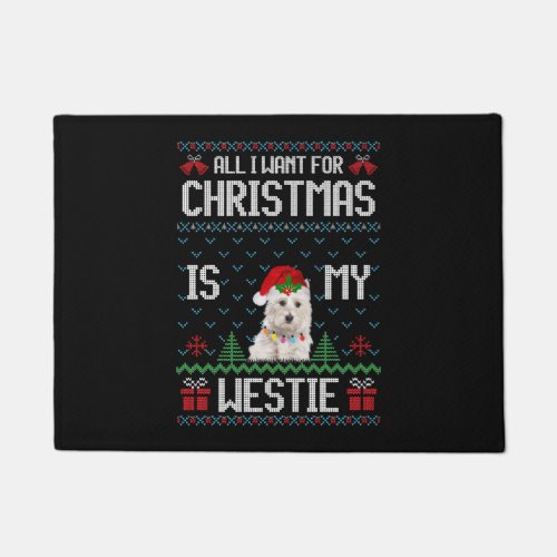 Westie Dog Ugly Christmas Sweater Doormat