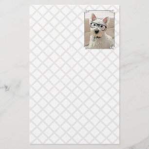 Westie Dog Wearing Black Glasses, Stationary Stationery