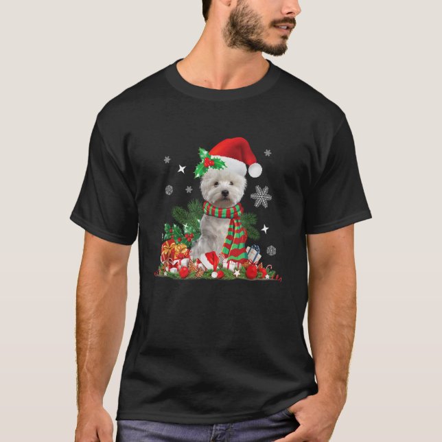 Westie dog West Highland Terrier Christmas T-Shirt (Front)