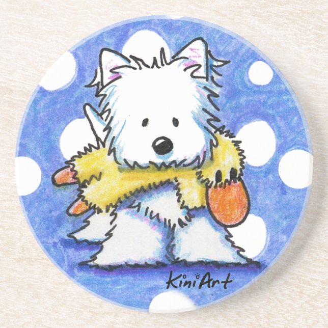 Westie Dog With Toy Coaster (Front)