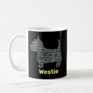 Westie Dog Yellow & Blue Grid Lines Abstract Pet T Coffee Mug