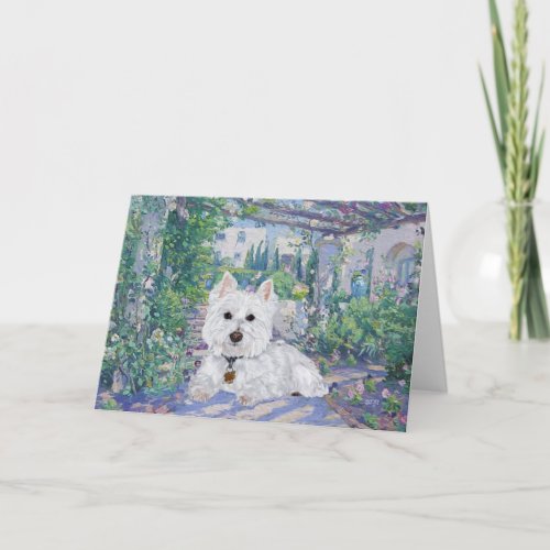 Westie Enjoys Springtime Bower Card