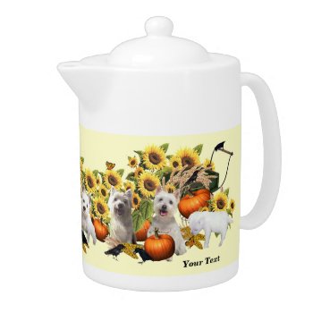 Westie Fall Harvest Design Porcelain Teapot 44 Oz by 4westies at Zazzle