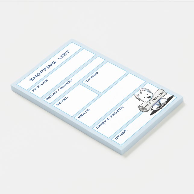 Westie Fan Organized Grocery List Post-its Post-it Notes (Angled)