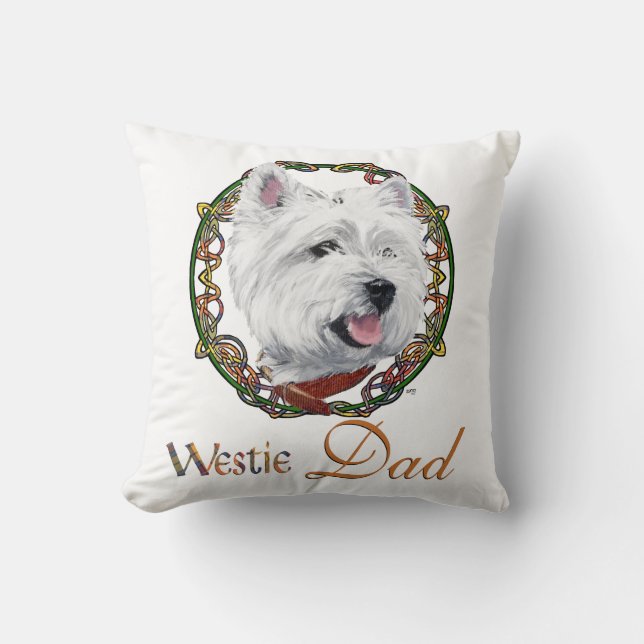 Westie Father's Day Throw Pillow (Front)