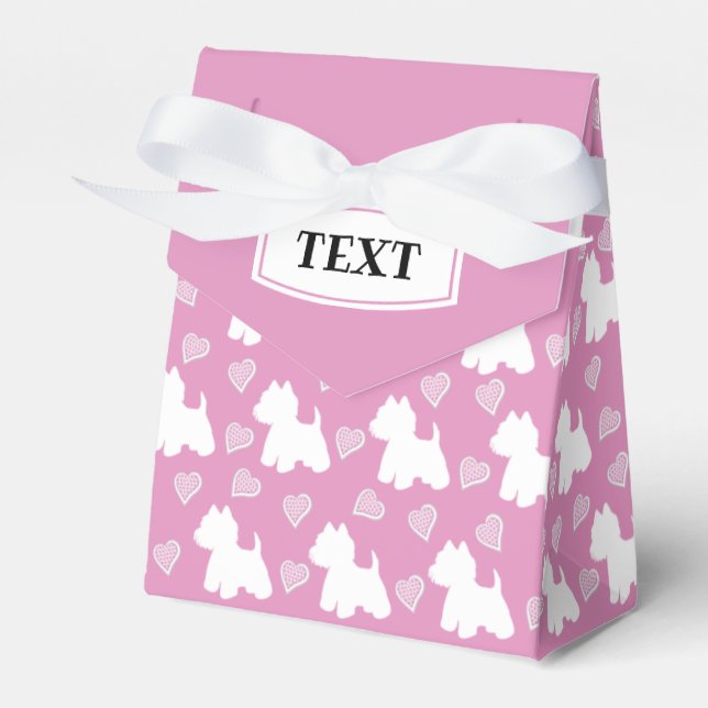Westie Favor Box Pink Hearts (Front Side)