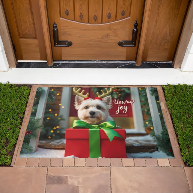 Westie Festive Holiday Christmas Doormat (Outdoor)