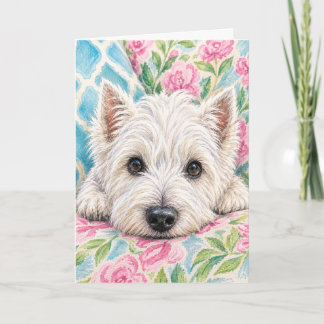 Westie Floral Greeting Card