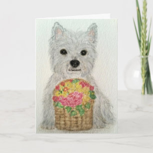 Westie flowers watercolour birthday mother's day card