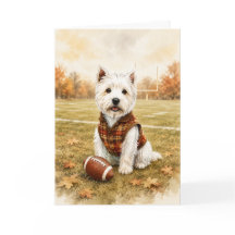 Westie Football Fall Greeting Card