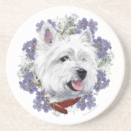 Westie Forget Me Not Coaster