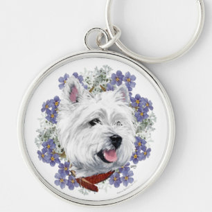 Westie Forget Me Not Keychain