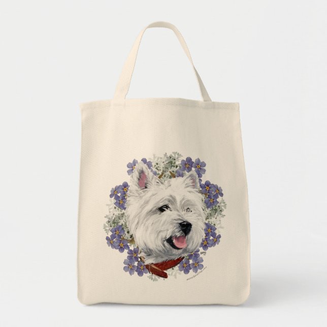 Westie Forget Me Not Tote Bag (Front)