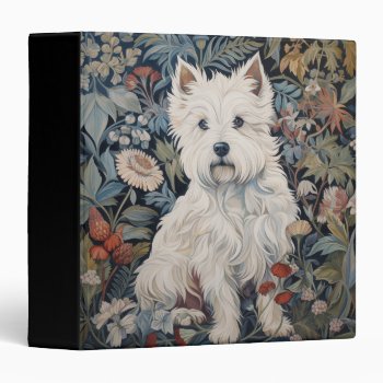 Westie Garden Tapestry In William Morris Style 3 Ring Binder by AntiqueImages at Zazzle