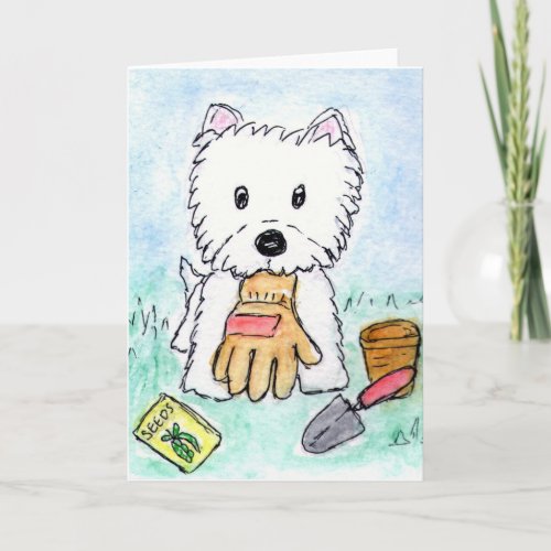 Westie gardening card birthday etc