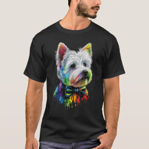 Westie Gay Pride Dog LGBT Rainbow Flag on Westie L T-Shirt