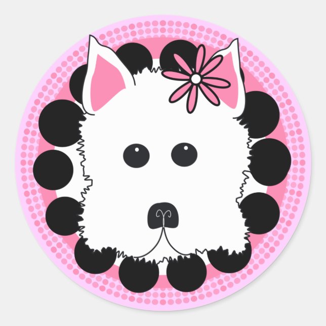 Westie Girl Classic Round Sticker (Front)