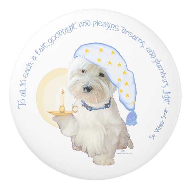 Westie Goodnight Ceramic Knob (Front)