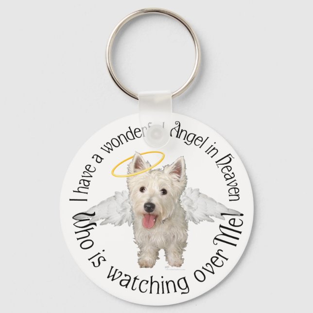 Westie Guardian Angels Keychain (Front)