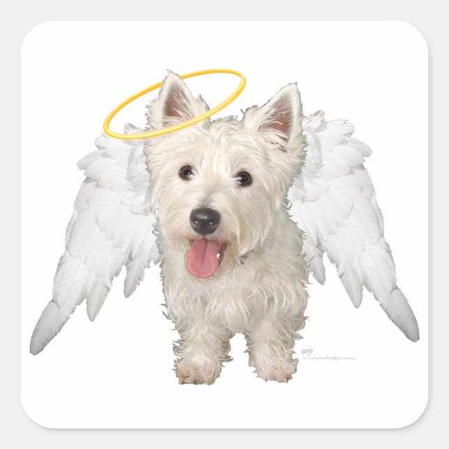 Westie Guardian Angels Square Sticker (Front)