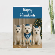 Westie Hanukkah Card- Blank