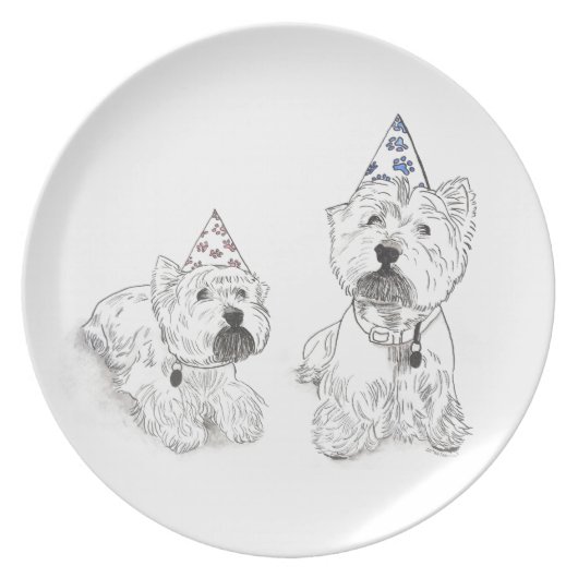 Westie Happy Birthday Dinner Plate (Front)