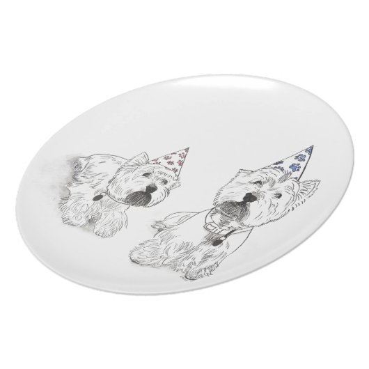 Westie Happy Birthday Dinner Plate (Left Side)