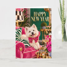 Westie Happy New Year Party Card