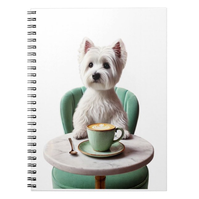 Westie having a latte Notebook (Front)