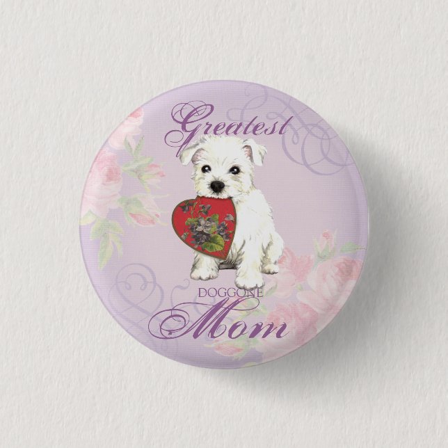 Westie Heart Mom Button (Front)
