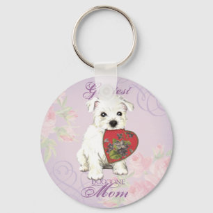 Westie Heart Mom Keychain