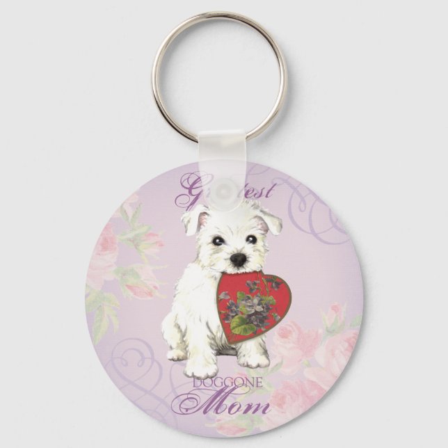 Westie Heart Mom Keychain (Front)