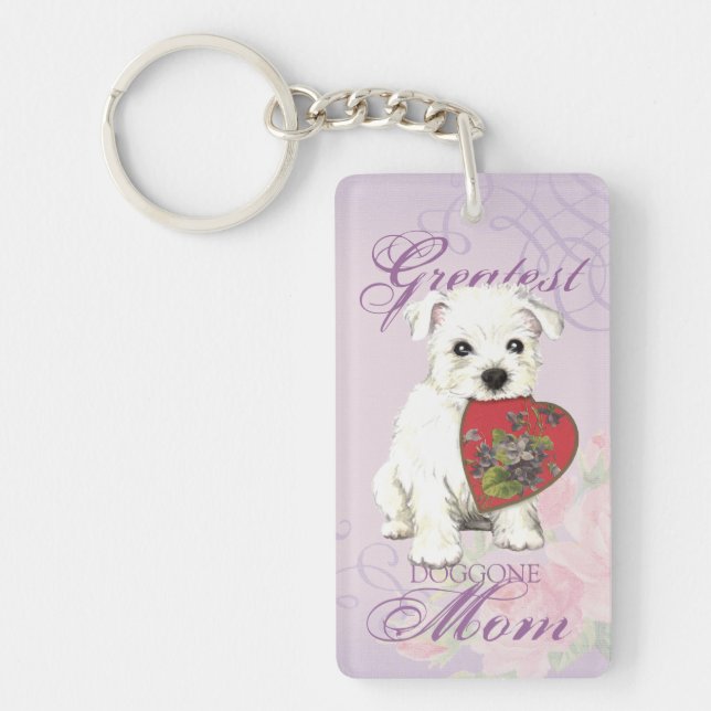 Westie Heart Mom Keychain (Front)