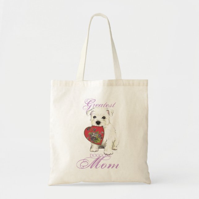 Westie Heart Mom Large Tote Bag (Front)