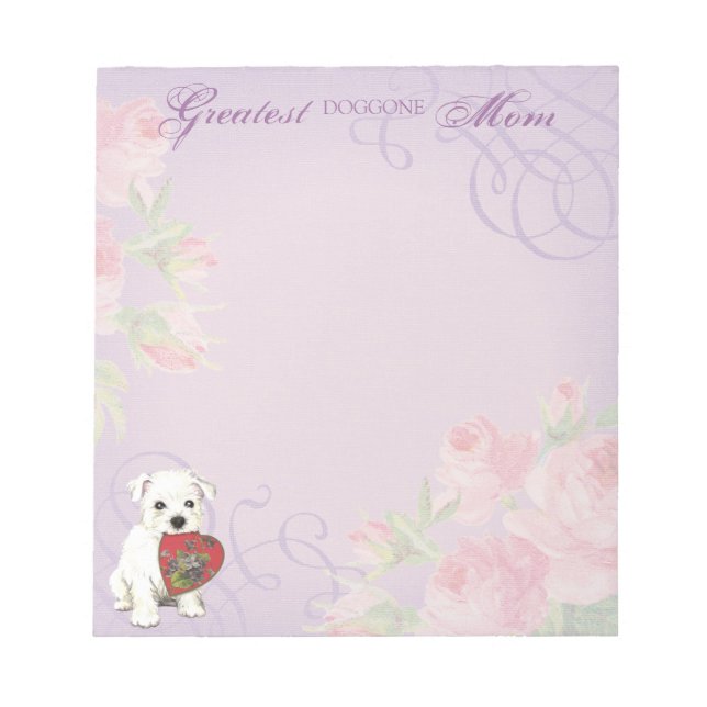 Westie Heart Mom Notepad (Front)