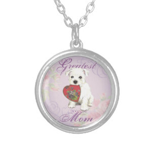 Westie Heart Mom Silver Plated Necklace