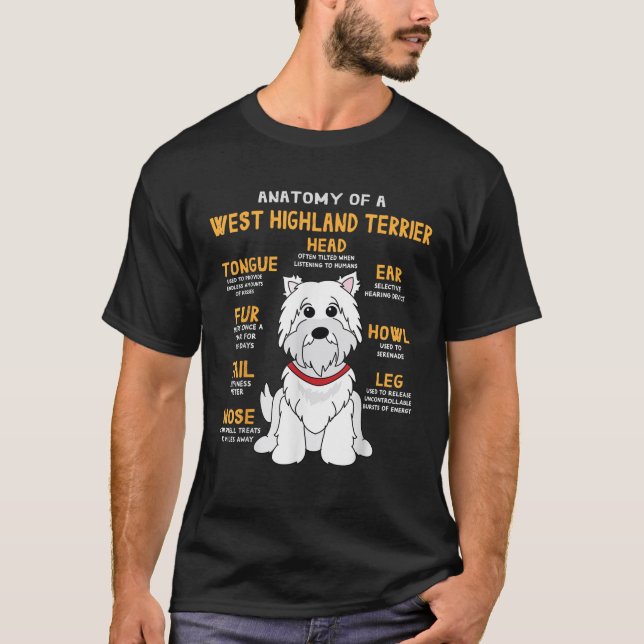 Westie Highland Terrier Anatomy Funny Dog Mom Dad  T-Shirt (Front)